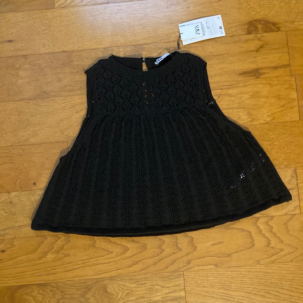 NWT Zara Black Crochet Knit top vest